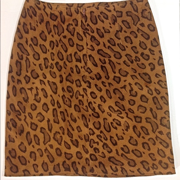 Leopard Animal Print 100% Leather Skirt-Small - Picture 2 of 8